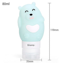 Load image into Gallery viewer, Portable Cartoon Monster Bear Penguin Animal Silicone Travel Case Organizer Shampoo Shower Gel Lotion Storage Refillable Bottle