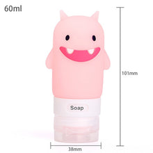 Load image into Gallery viewer, Portable Cartoon Monster Bear Penguin Animal Silicone Travel Case Organizer Shampoo Shower Gel Lotion Storage Refillable Bottle