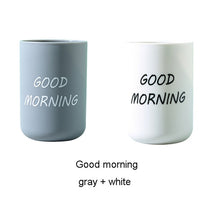 Load image into Gallery viewer, 2PCS Plastic Bathroom Toothbrush Cup Simple Plain Portable Couple Tooth Cup Good Morning Bathroom Storage Holder Couple Love