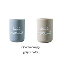 Load image into Gallery viewer, 2PCS Plastic Bathroom Toothbrush Cup Simple Plain Portable Couple Tooth Cup Good Morning Bathroom Storage Holder Couple Love